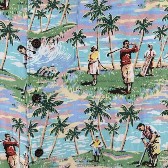 Reyn Spooner Art Eddy Y Golf AOP Hawaiian Vintage 90s Made Hawaii XL Extra Large - Picture 7 of 10
